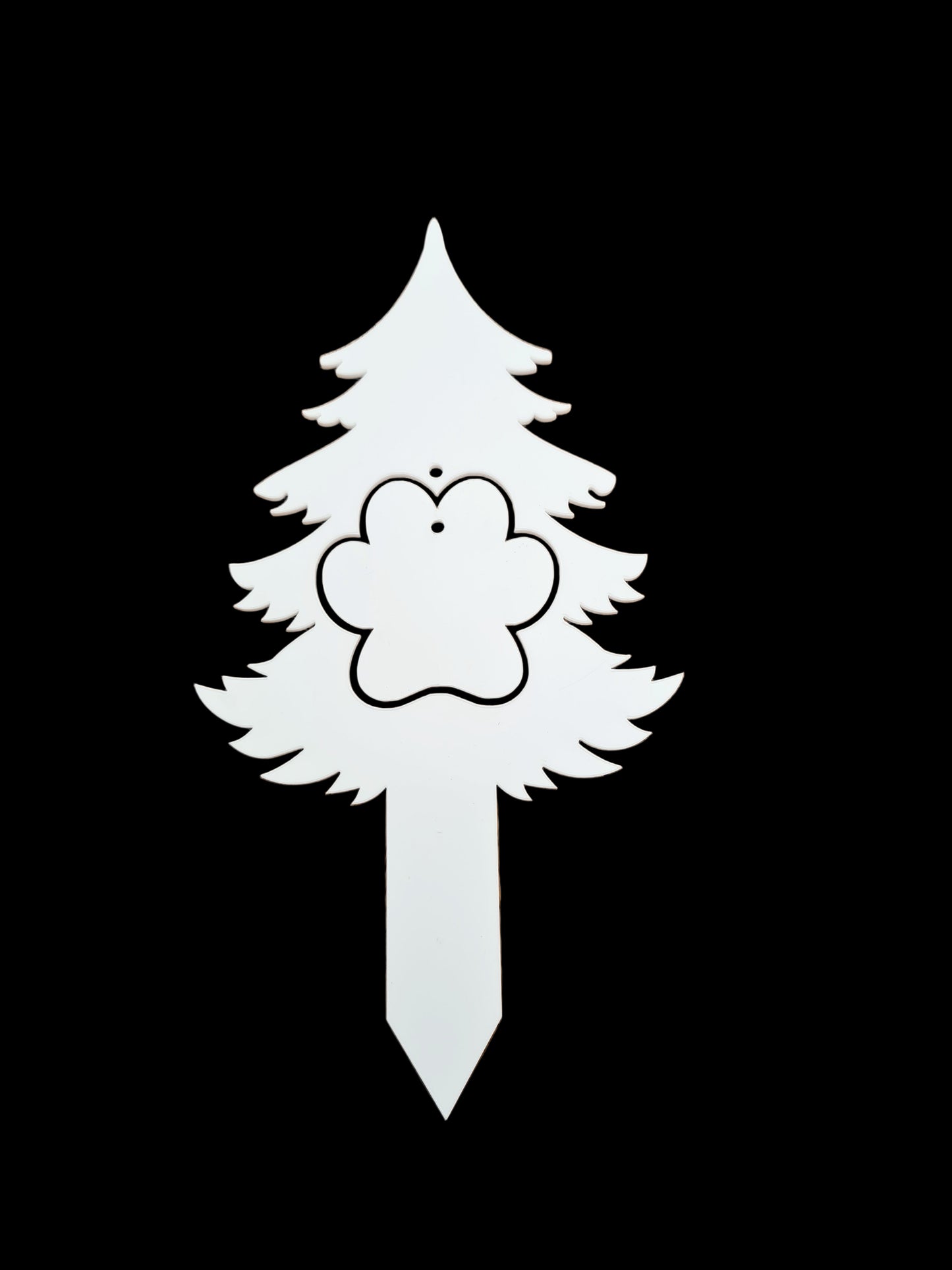 Acrylic Christmas Tree Paw Print Bauble Grave Marker - Mackie Direct