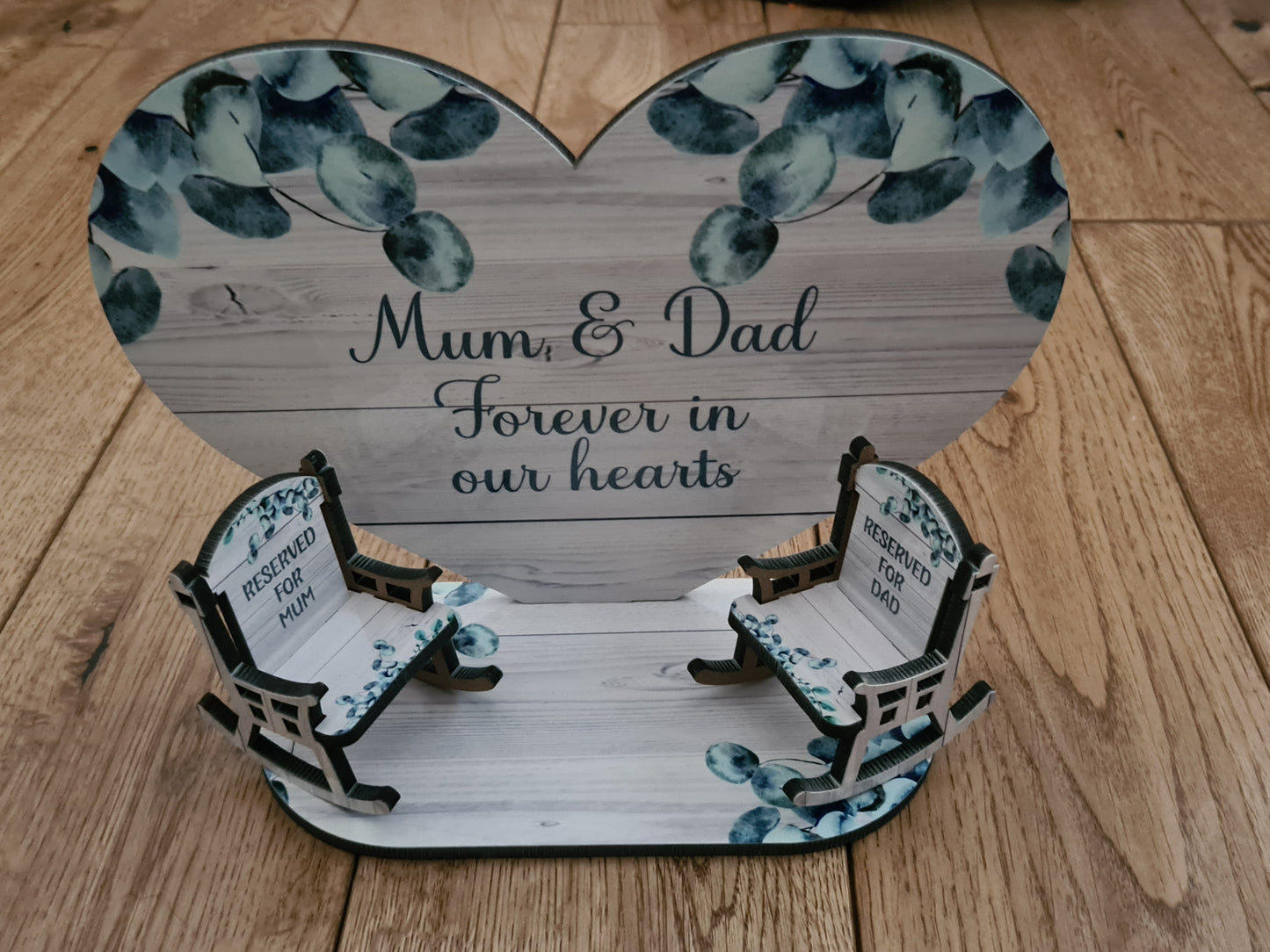 Heart & Double Chair Sublimation MDF Memorial Stand - Mackie Direct