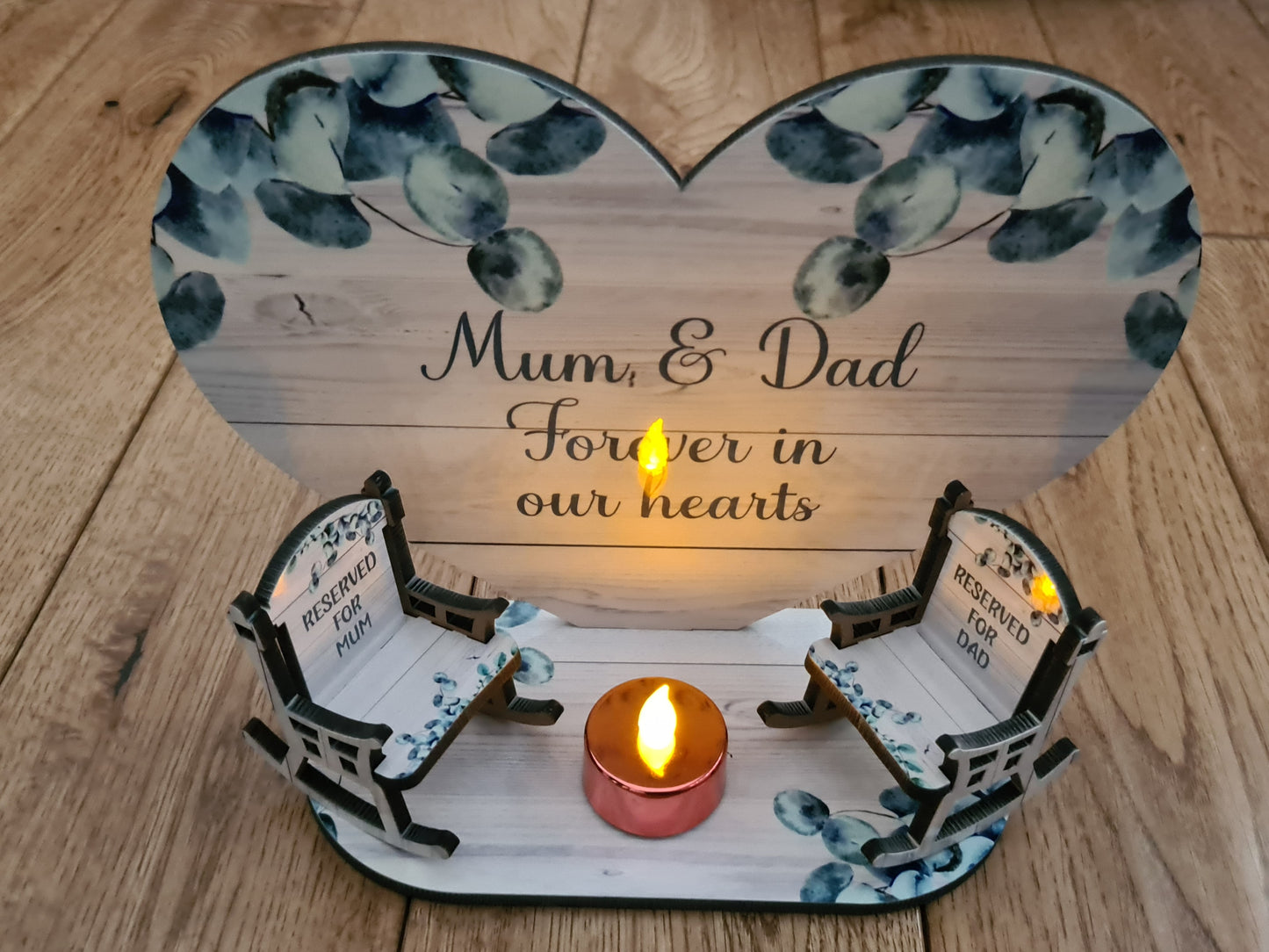 Heart & Double Chair Sublimation MDF Memorial Stand