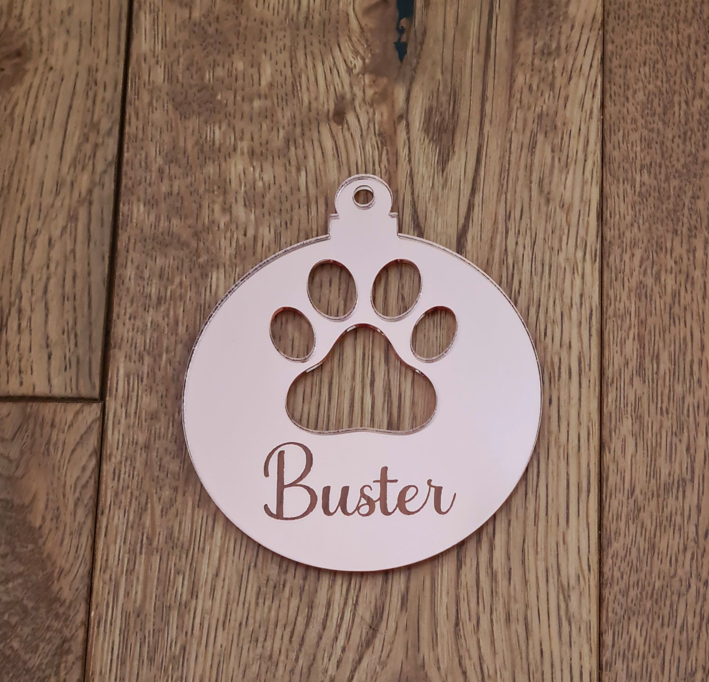 Personalised Acrylic Pawprint Cut Out Bauble Christmas Tree Decoration