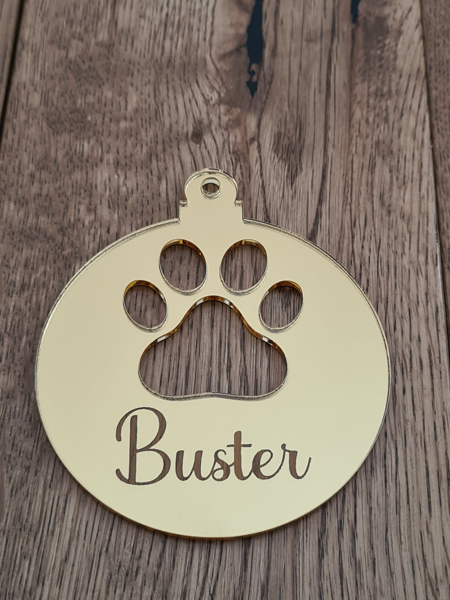 Personalised Acrylic Pawprint Cut Out Bauble Christmas Tree Decoration
