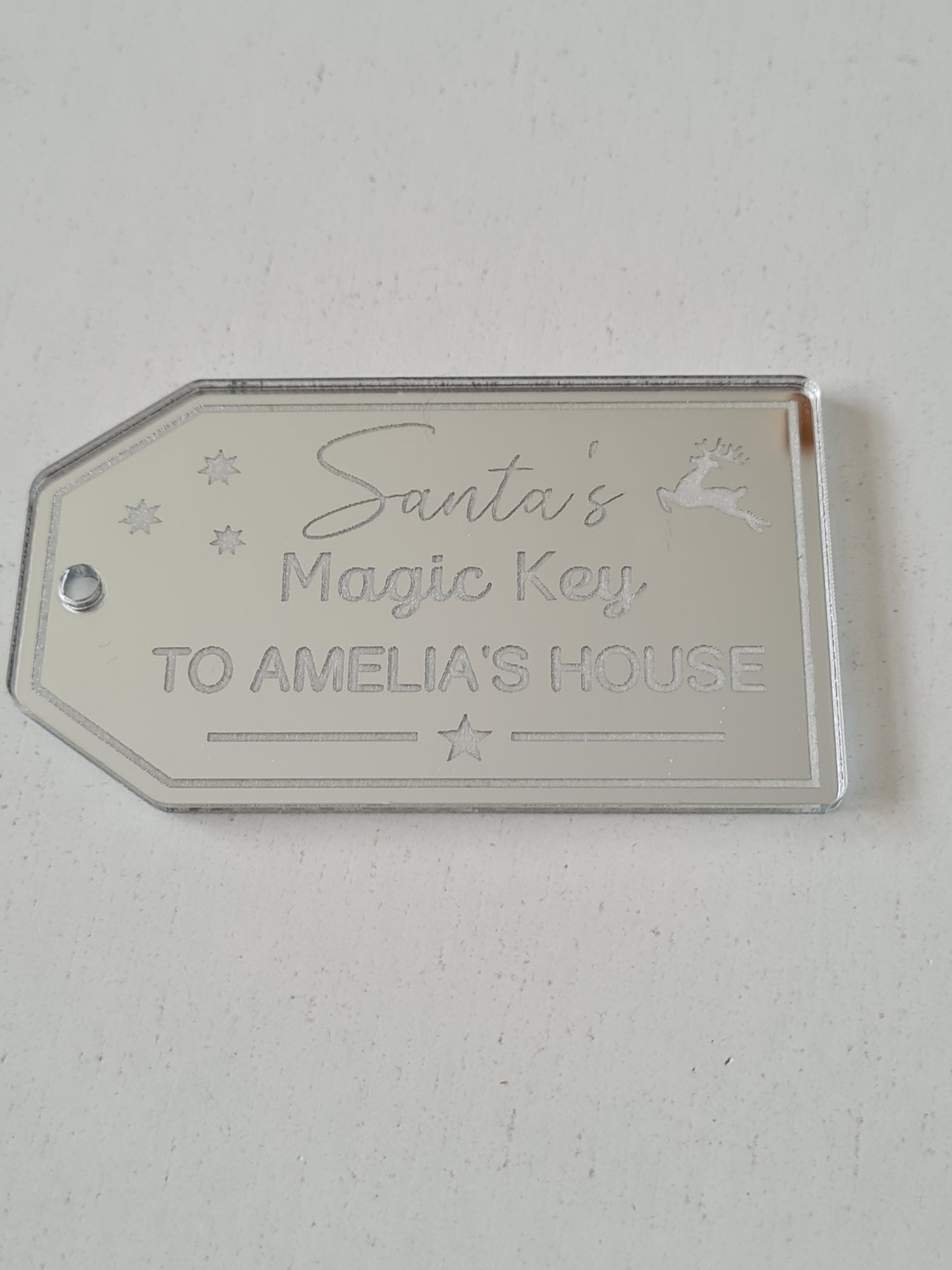 Personalised Acrylic Santa's Magic Key Tag, Mirror Acrylic