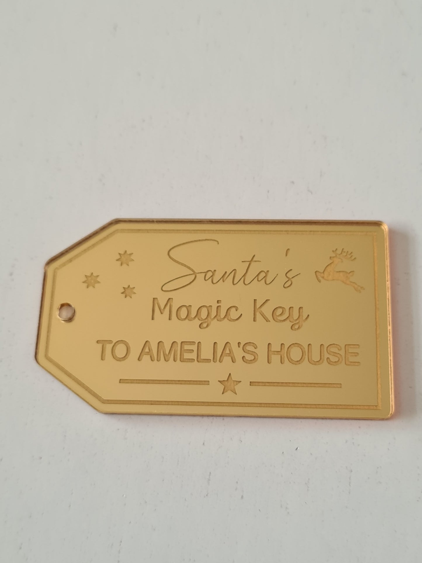 Personalised Acrylic Santa's Magic Key Tag, Mirror Acrylic