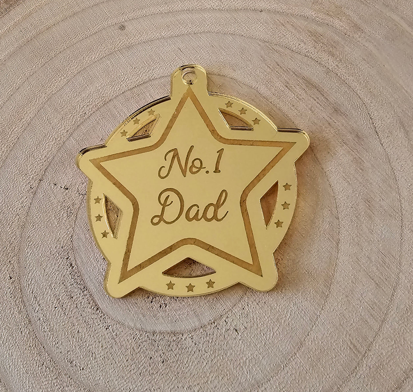 Acrylic Fathers Day Medal (Star), Mirror Acrylic