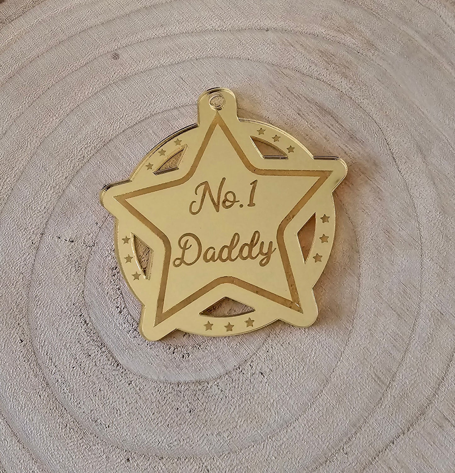Acrylic Fathers Day Medal (Star), Mirror Acrylic