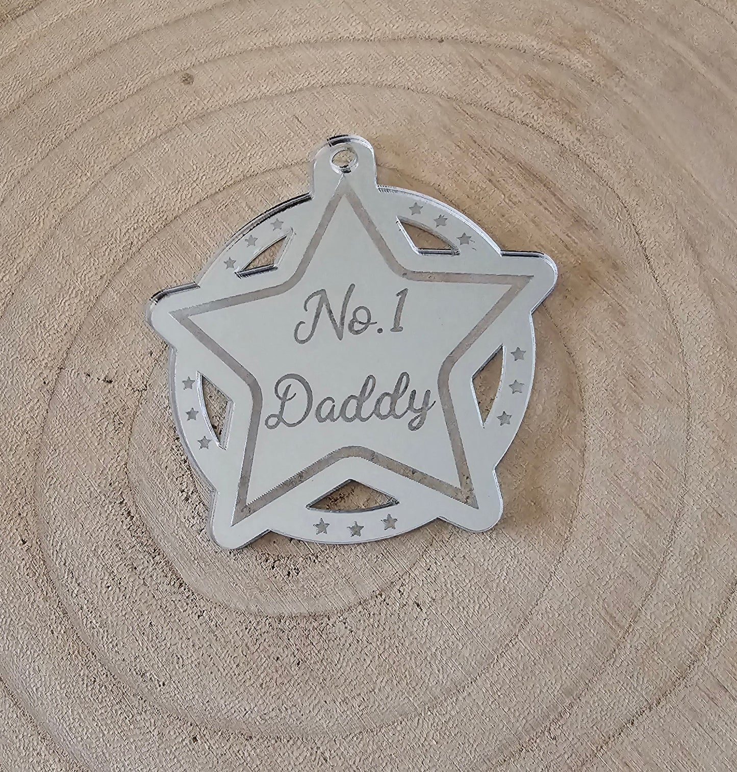 Acrylic Fathers Day Medal (Star), Mirror Acrylic