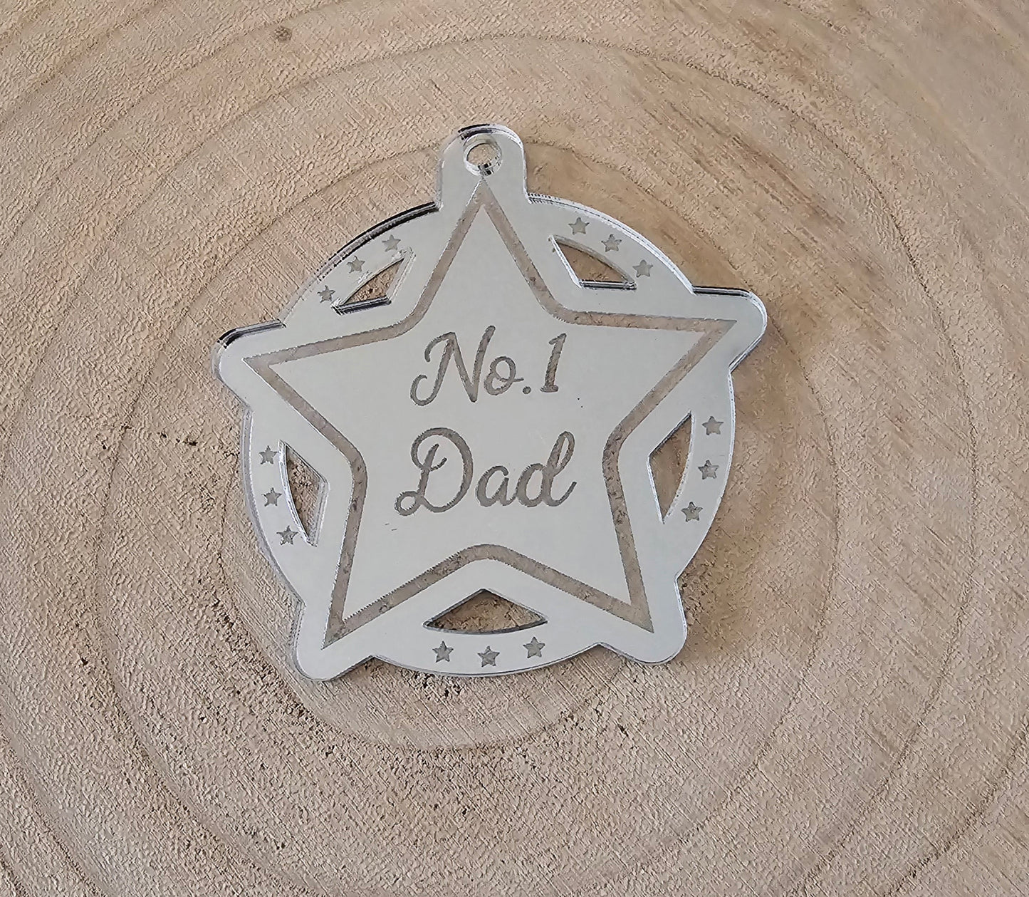 Acrylic Fathers Day Medal (Star), Mirror Acrylic