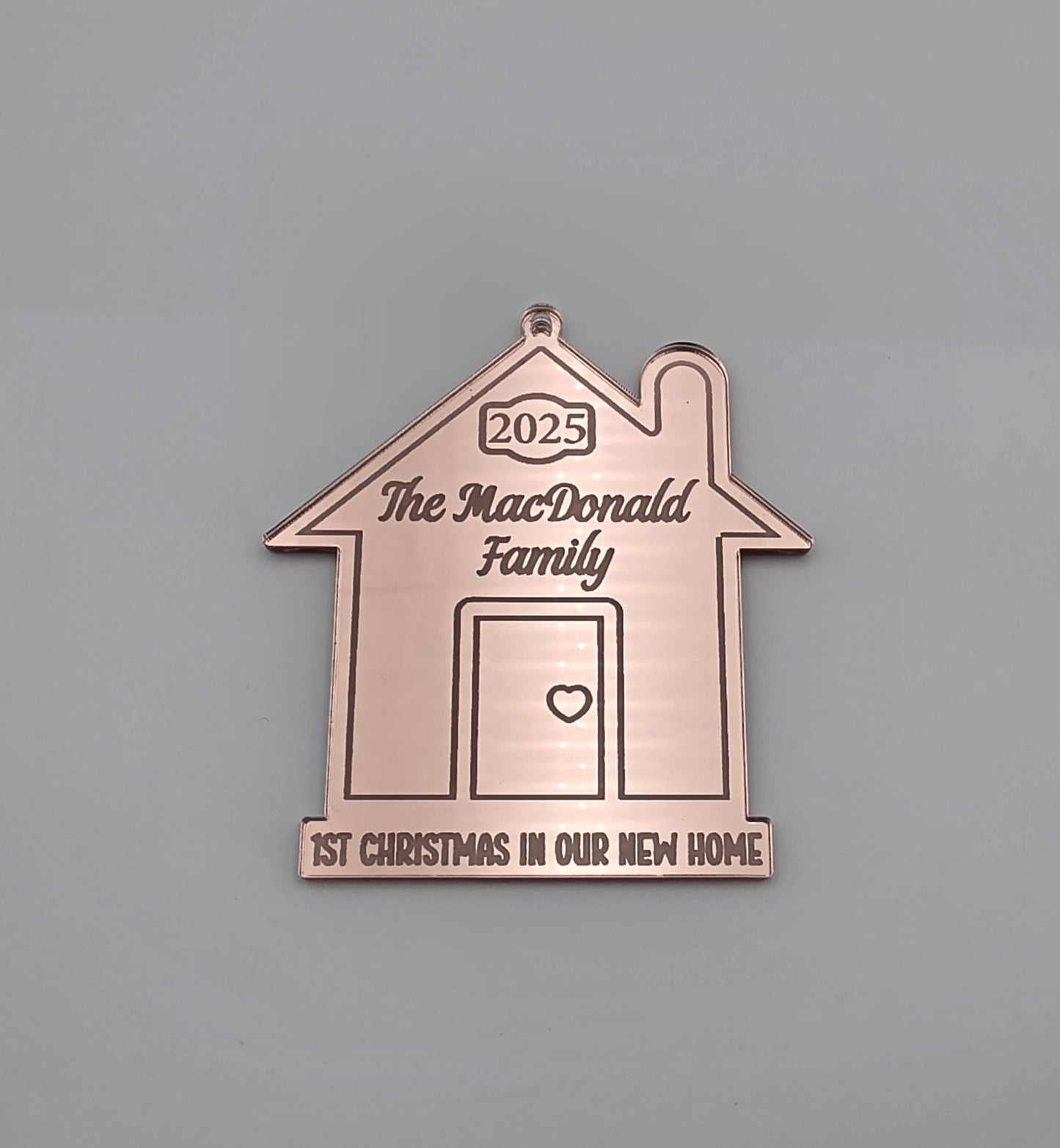 Personalised Acrylic Engraved 1st Christmas in Our New Home Bauble, Mirror Acrylic