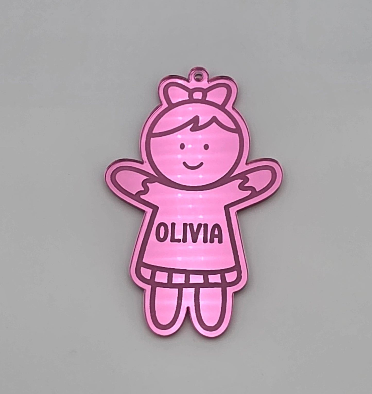 Personalised Acrylic Engraved Gingerbread People Bauble, Mirror Acrylic
