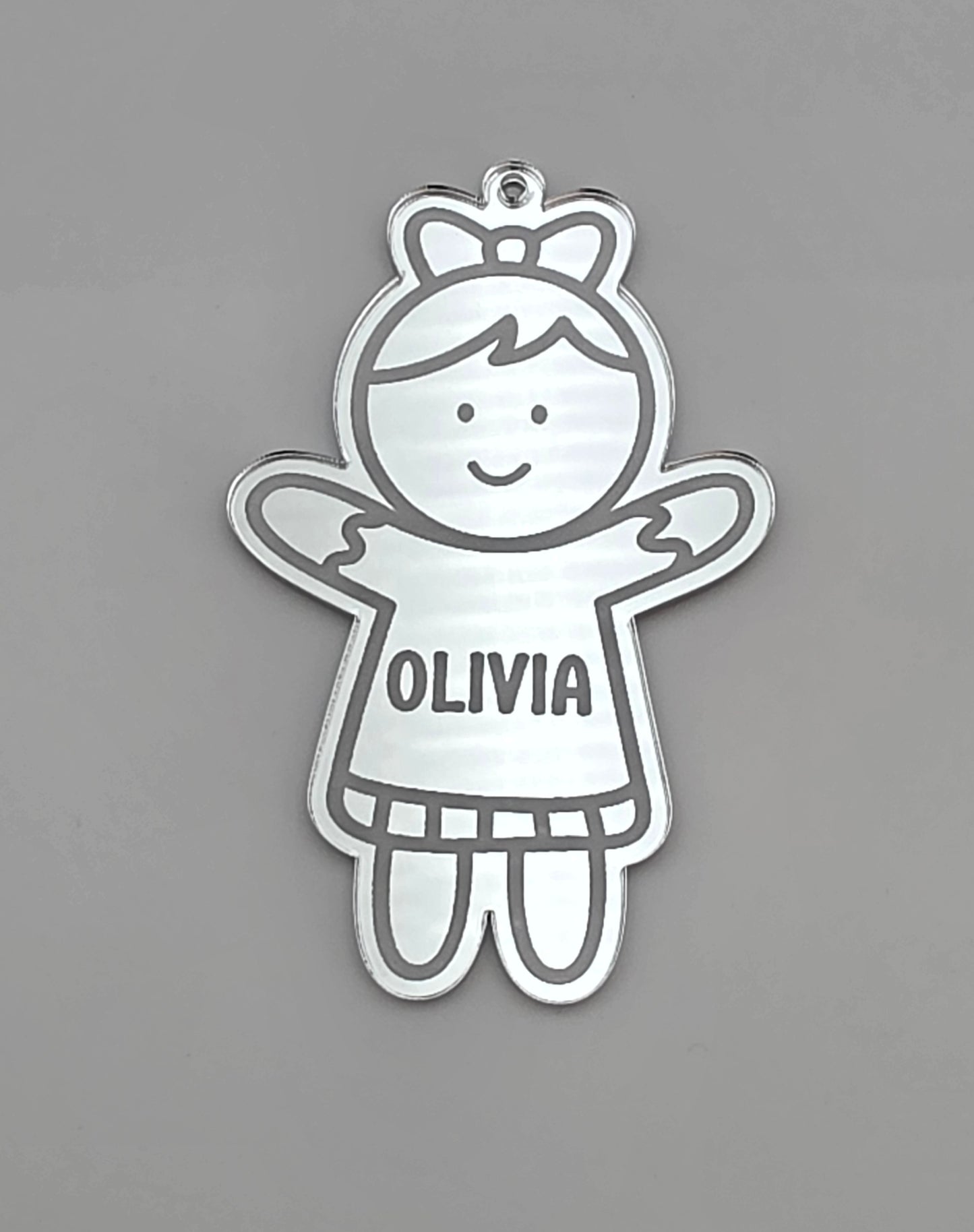 Personalised Acrylic Engraved Gingerbread People Bauble, Mirror Acrylic