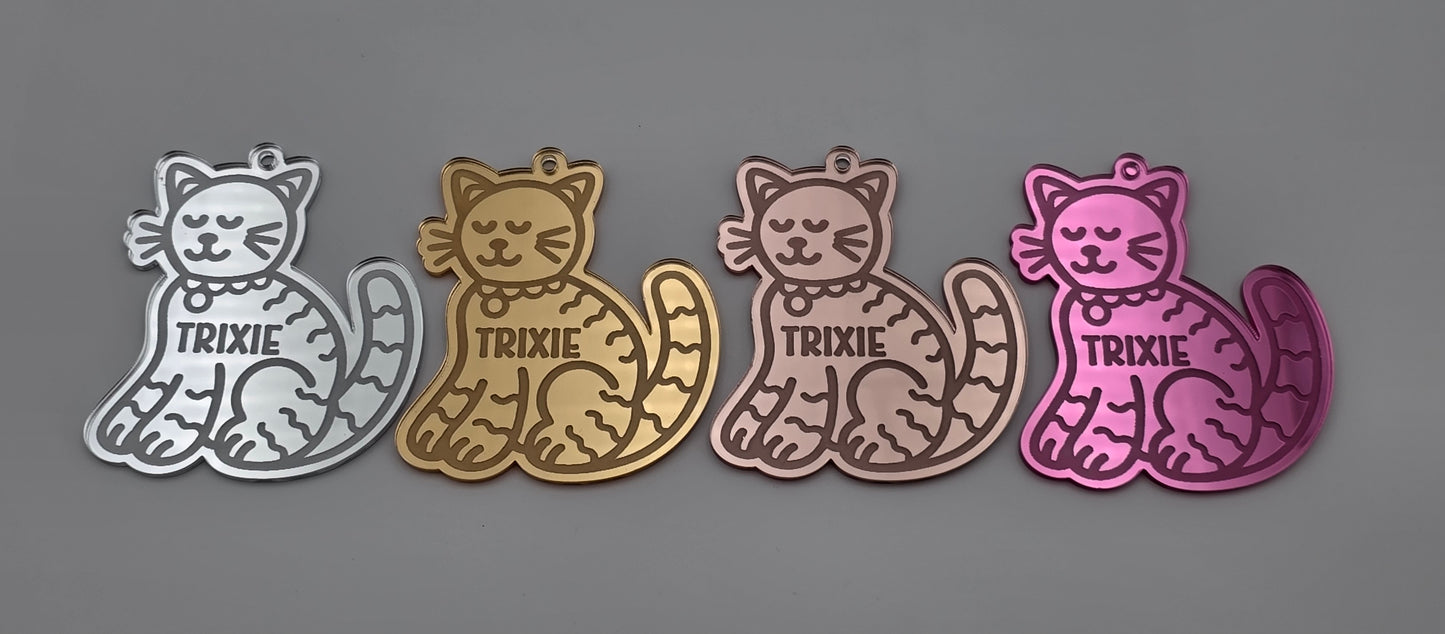 Personalised Acrylic Engraved Pet, Cat & Dog Bauble, Mirror Acrylic