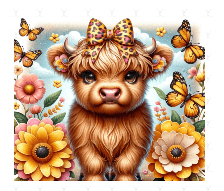 20oz Skinny Tumbler Sublimation Print - Highland Cow - Mackie Direct