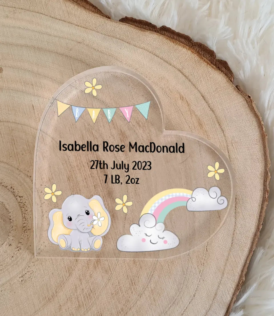 UV Printed Baby Heart Acrylic Block - Mackie Direct