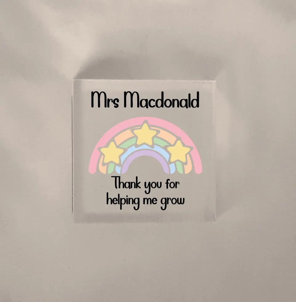 UV Printed Rainbow Teacher Acrylic Block