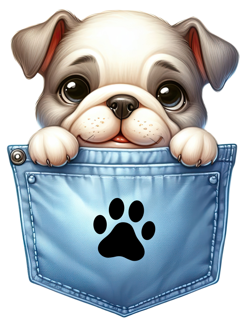 DTF Dog in a Pocket Transfer