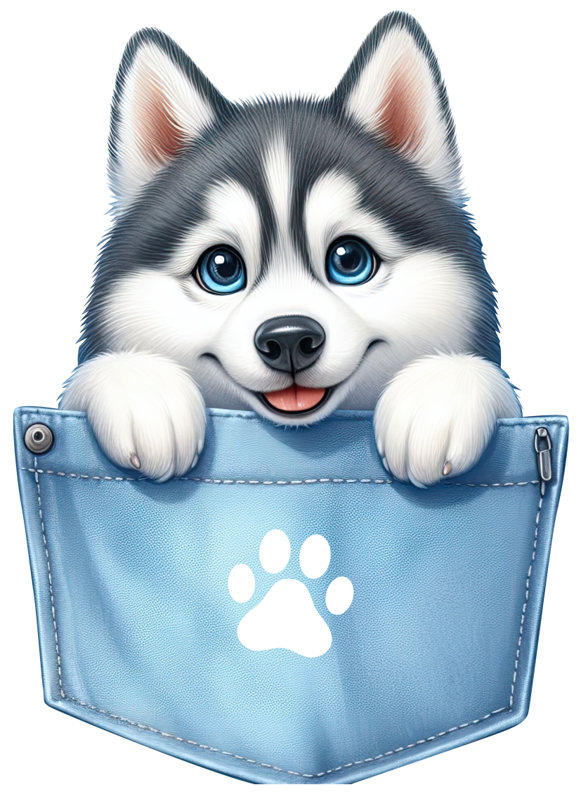 DTF Dog in a Pocket Transfer