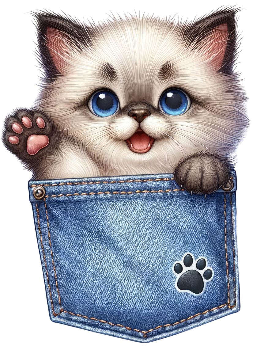 DTF Cat in a Pocket Transfer