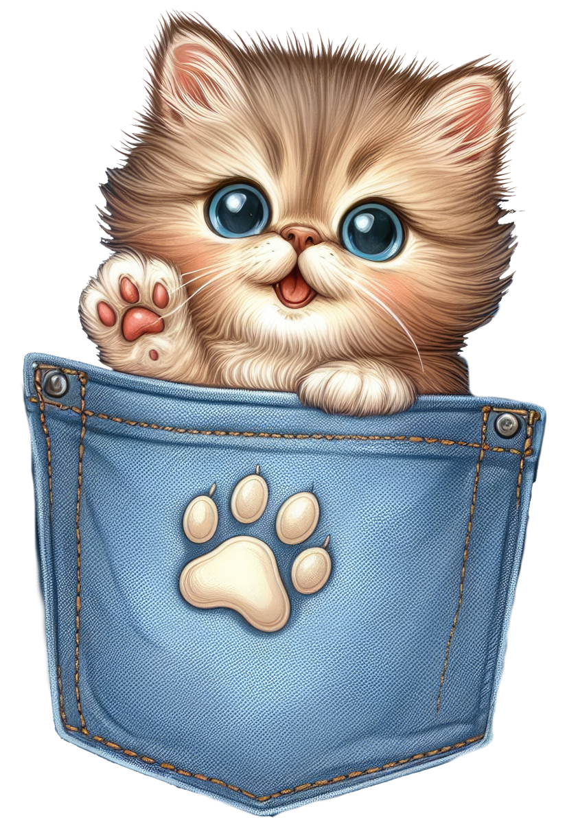 DTF Cat in a Pocket Transfer