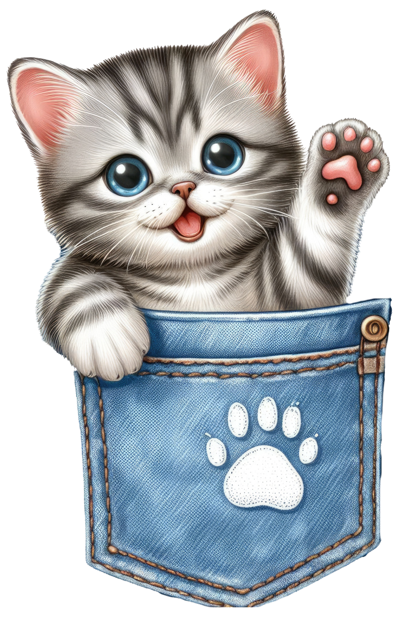 DTF Cat in a Pocket Transfer