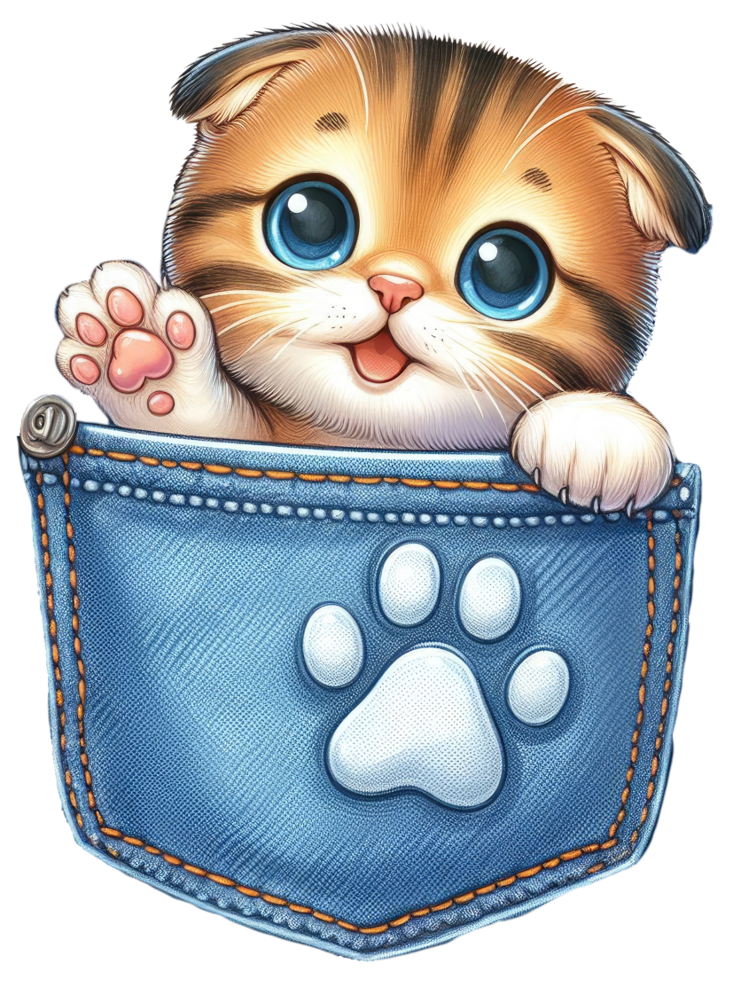 DTF Cat in a Pocket Transfer
