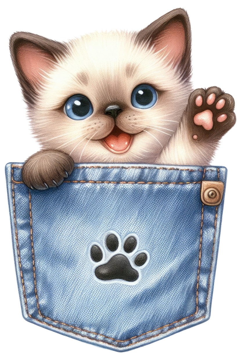 DTF Cat in a Pocket Transfer