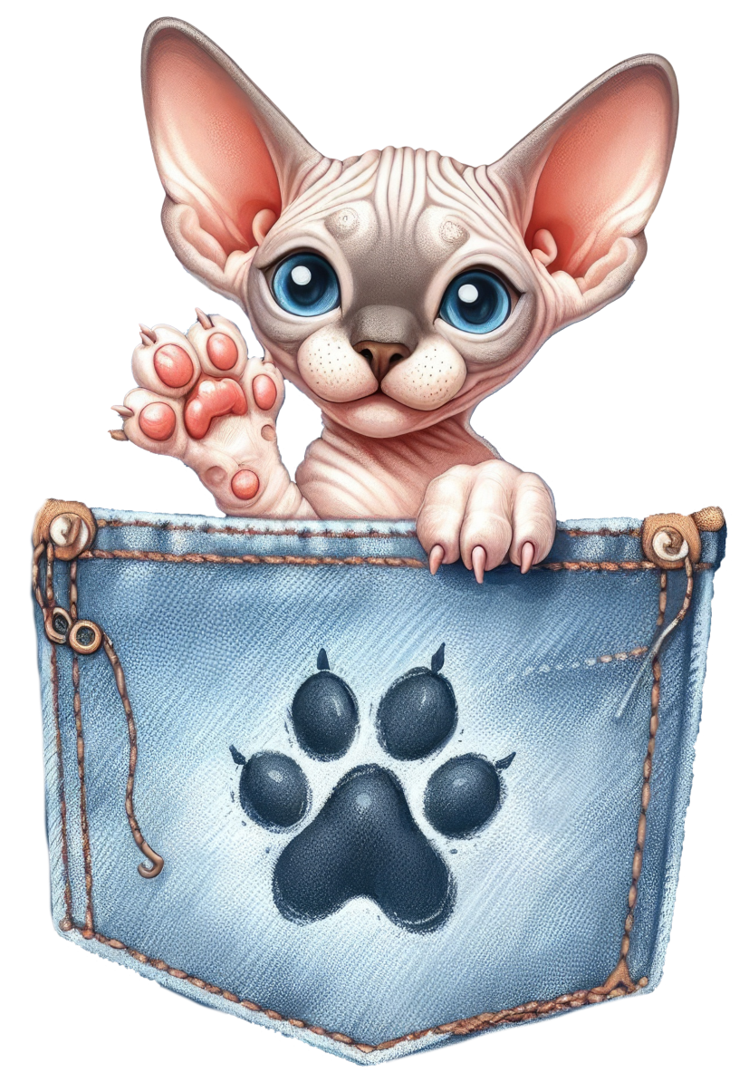 DTF Cat in a Pocket Transfer