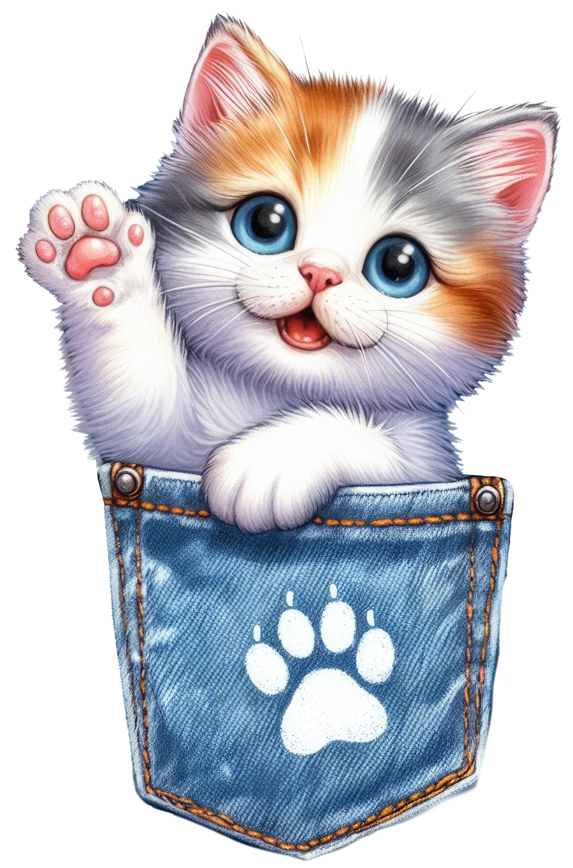 DTF Cat in a Pocket Transfer