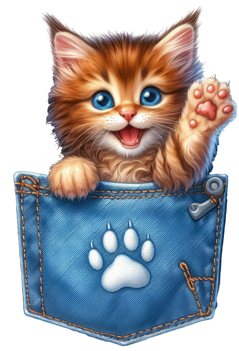 DTF Cat in a Pocket Transfer
