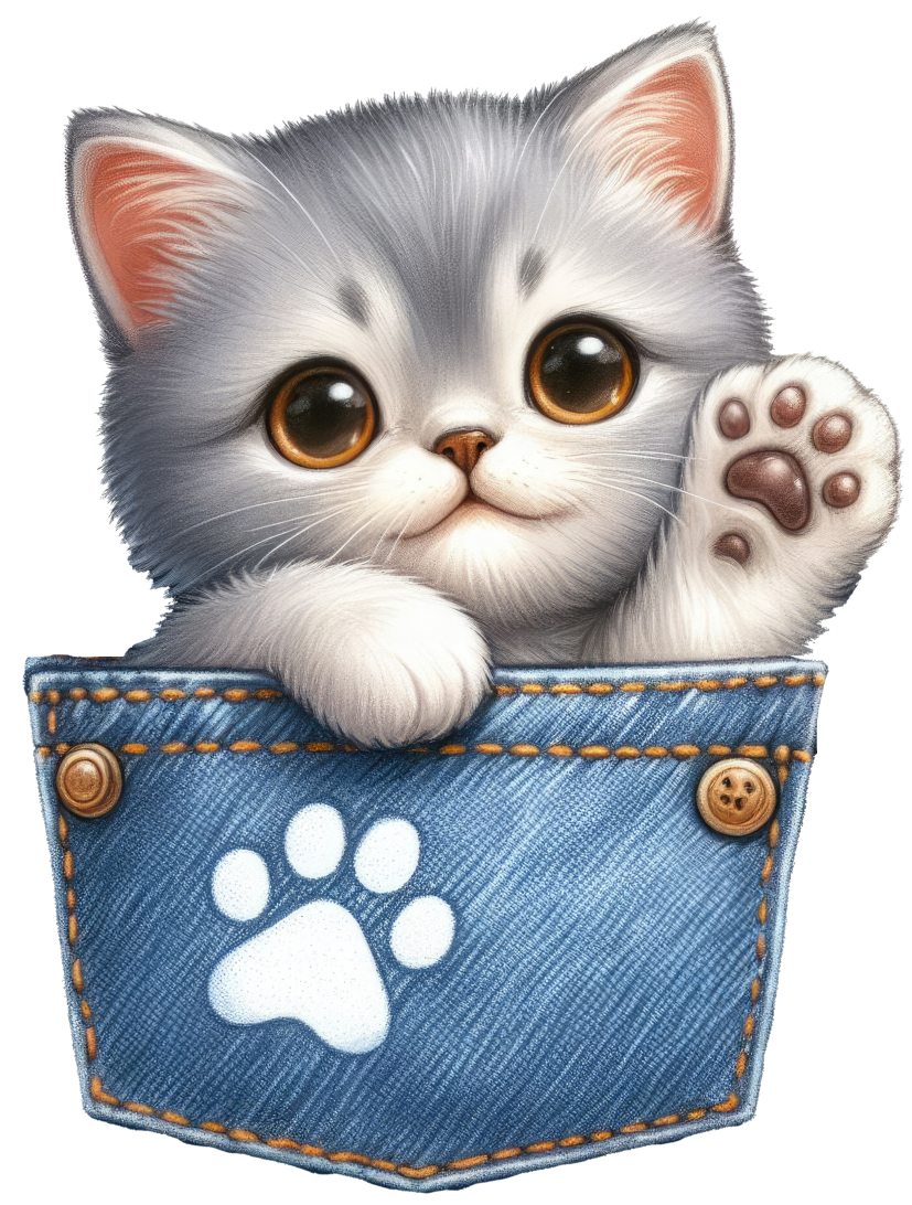 DTF Cat in a Pocket Transfer