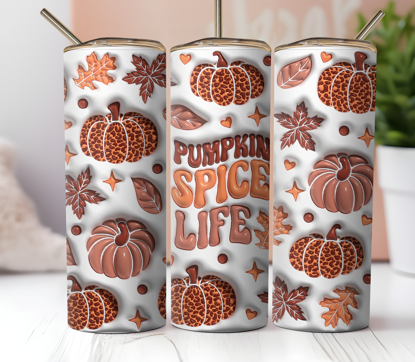 20oz Skinny Tumbler Sublimation Print - Pumpkin Spice - Mackie Direct