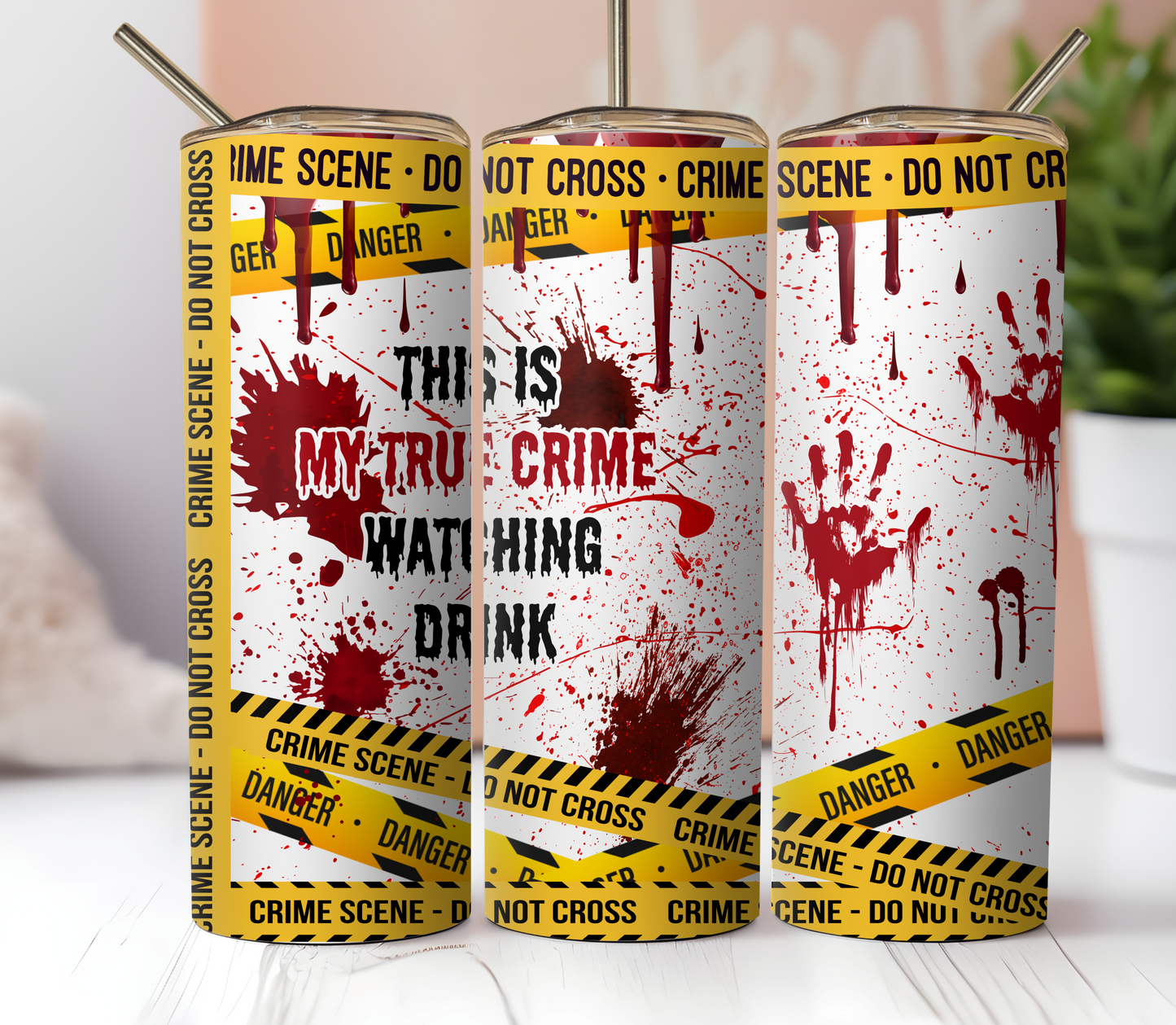 20oz Skinny Tumbler Sublimation Print - True Crime - Mackie Direct