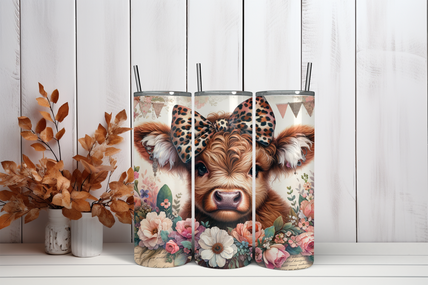 20oz Skinny Tumbler Sublimation Print - Highland Cow - Mackie Direct