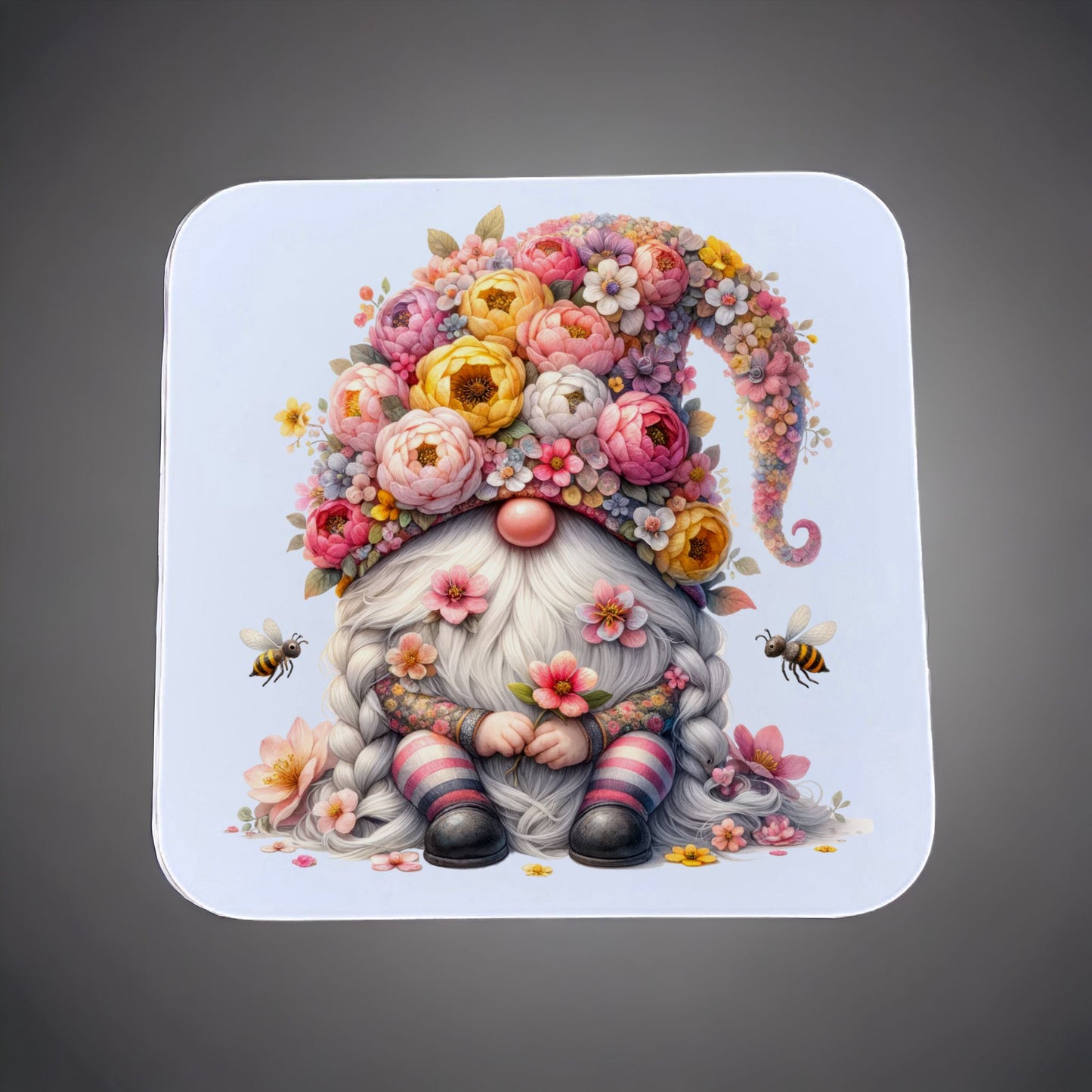Floral Gonk/Gnome Coaster Sublimation Print