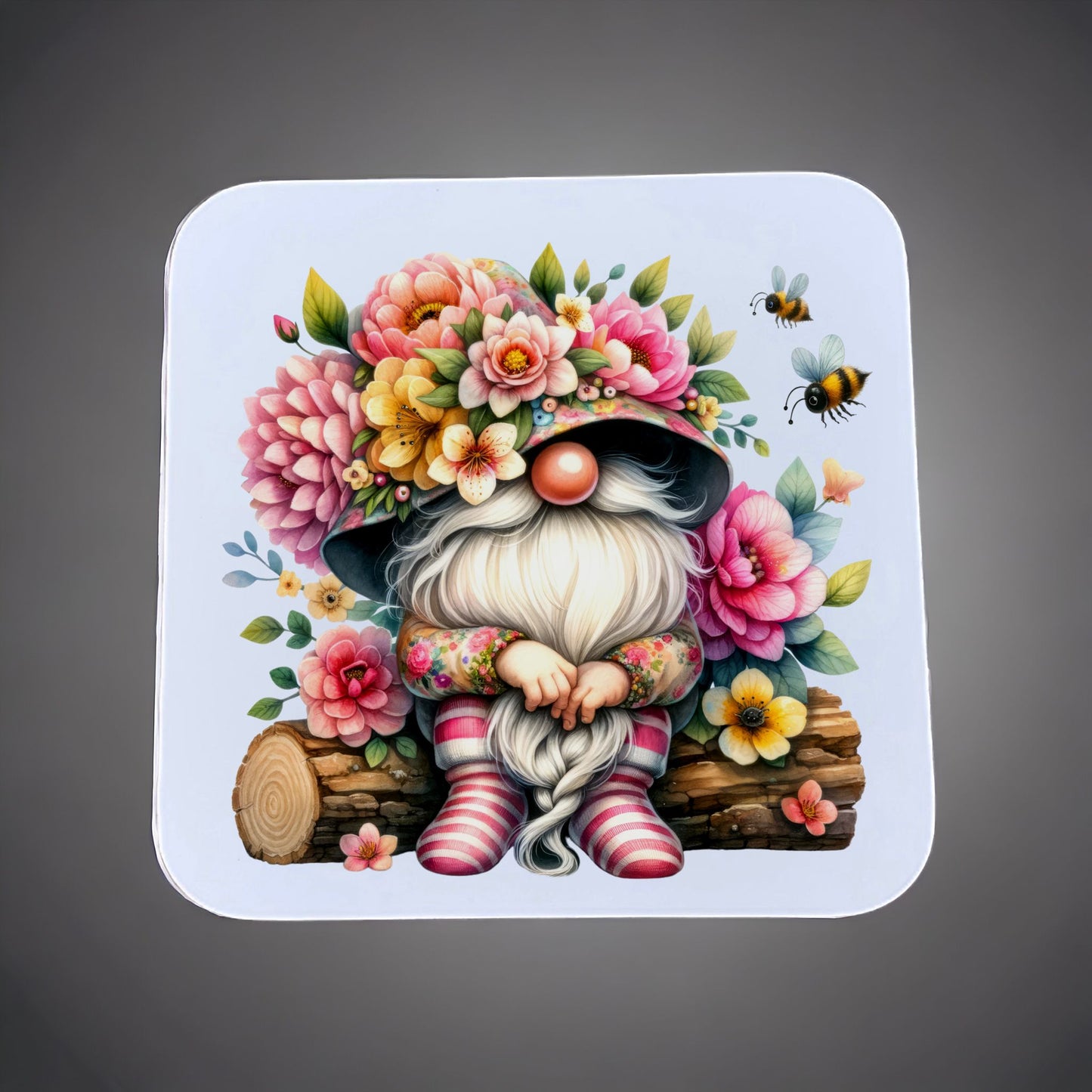 Floral Gonk/Gnome Coaster Sublimation Print