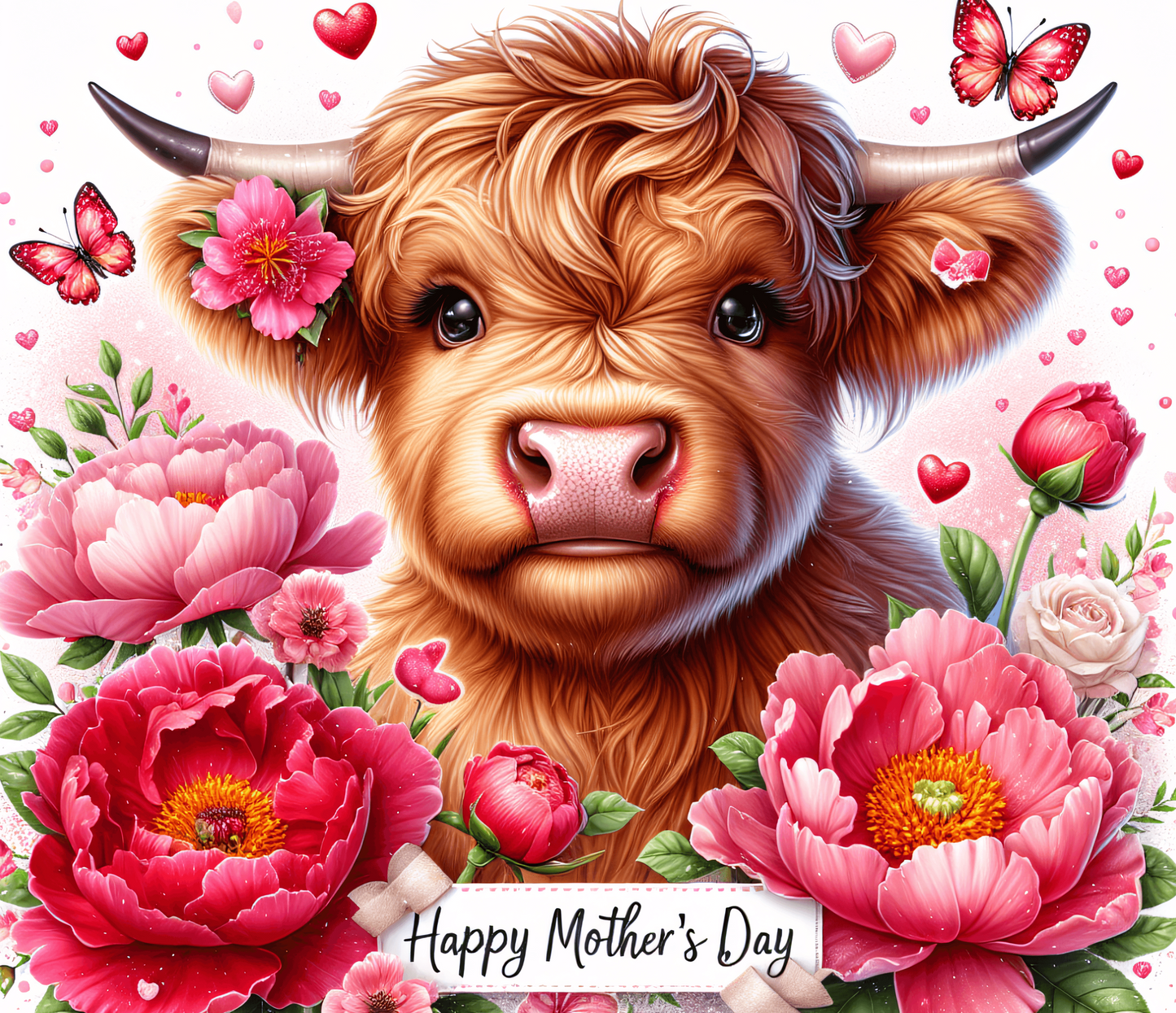 20oz Skinny Tumbler Sublimation Print - Highland Cow Mothers Day