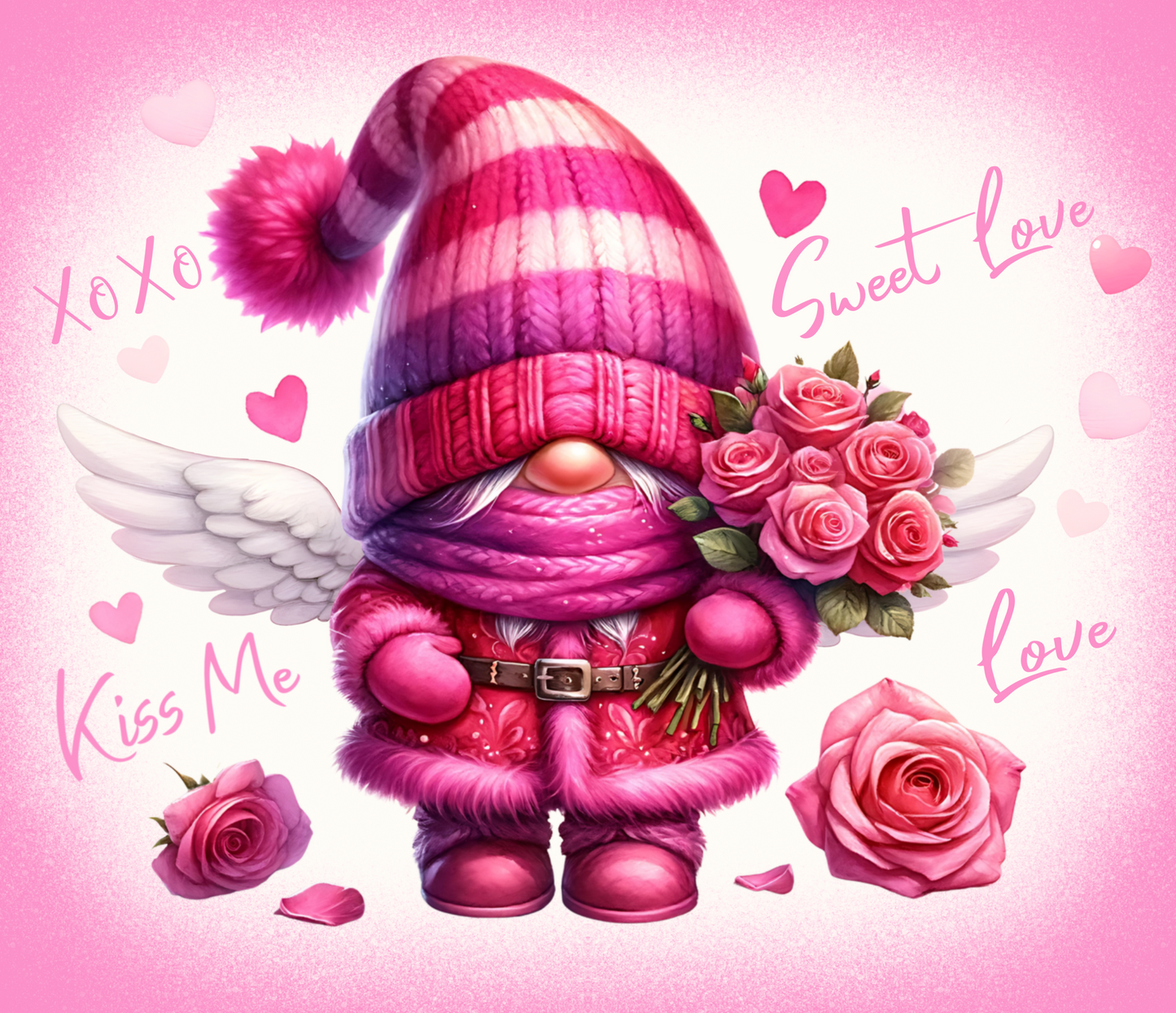 20oz Skinny Tumbler Sublimation Print - Valentine Gnome