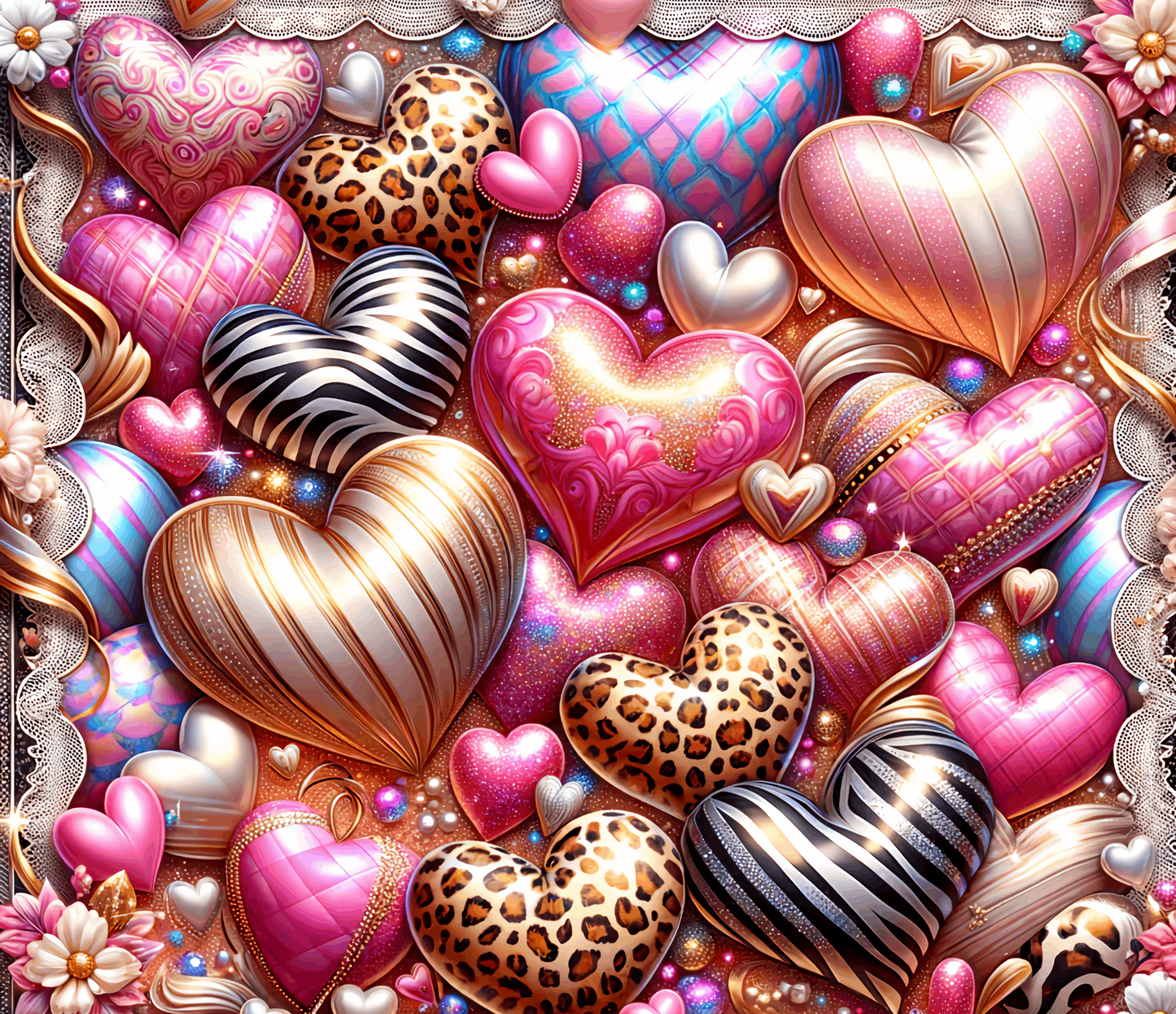 20oz Skinny Tumbler Sublimation Print - Hearts