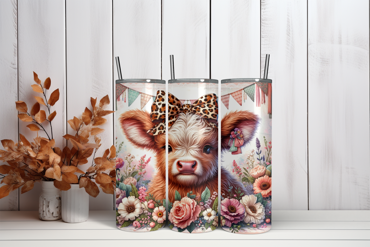 20oz Skinny Tumbler Sublimation Print - Highland Cow - Mackie Direct