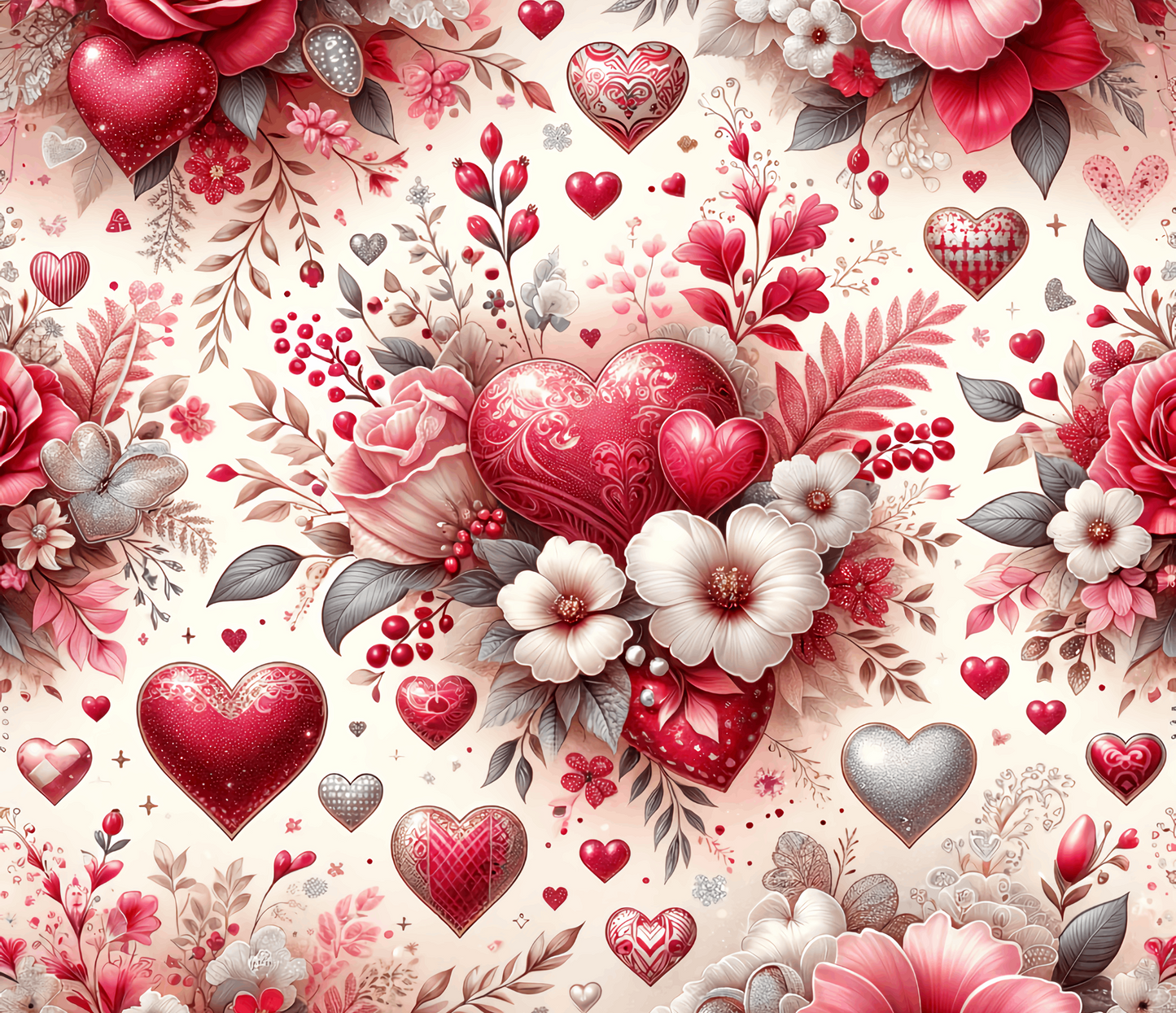 20oz Skinny Tumbler Sublimation Print - Floral Hearts