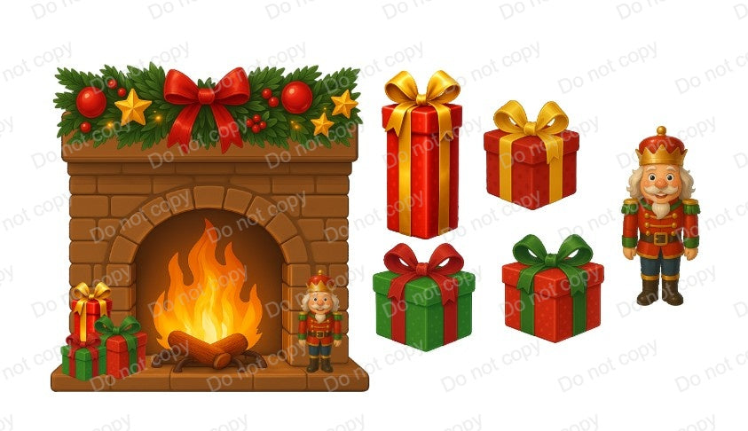 Christmas Fireplace & stockings - Digital Download Only