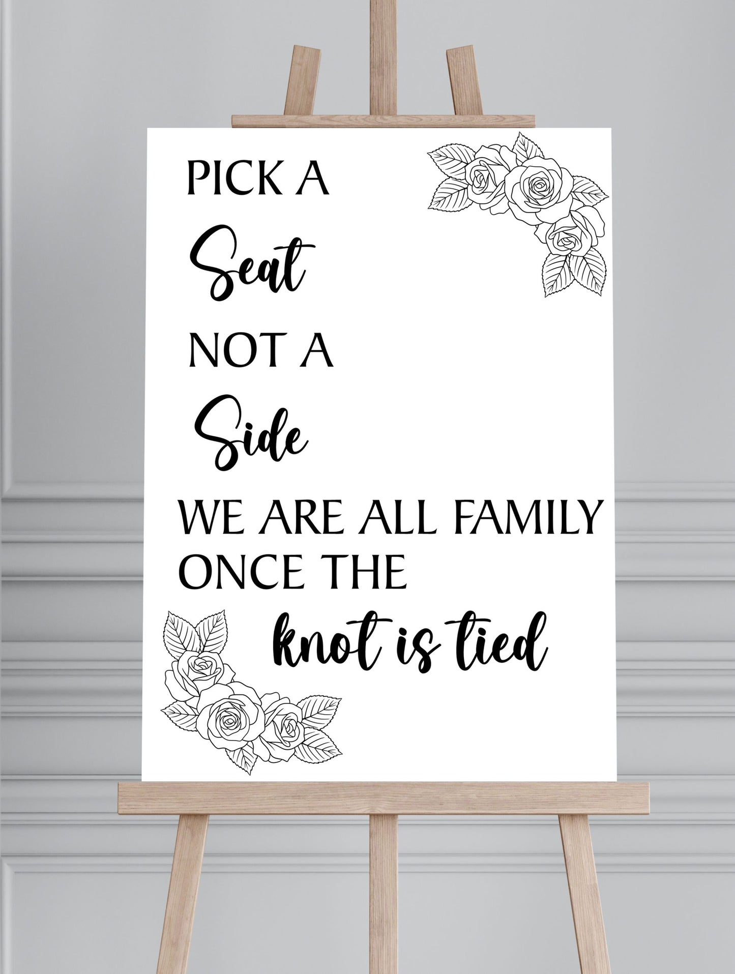 Wedding Minimalist Floral Line Art Printed Board Welcome Sign - Mackie Direct