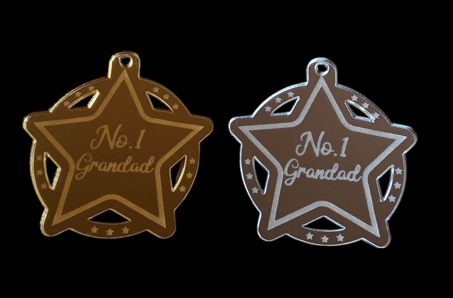Acrylic Fathers Day Medal (Star), Mirror Acrylic