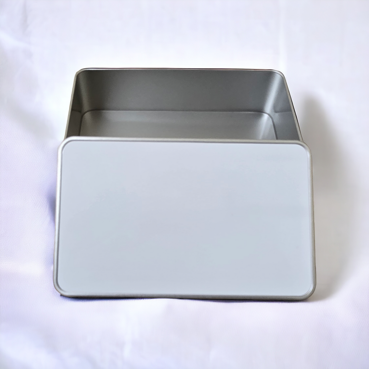 Silver Rectangle Tin with Sublimation Panel - Mackie Direct