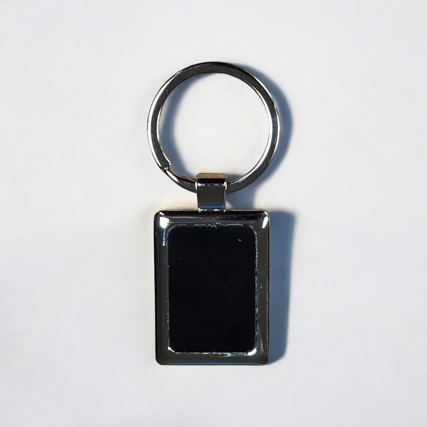 Metal Rectangle Keyrings with Black insert for engraving