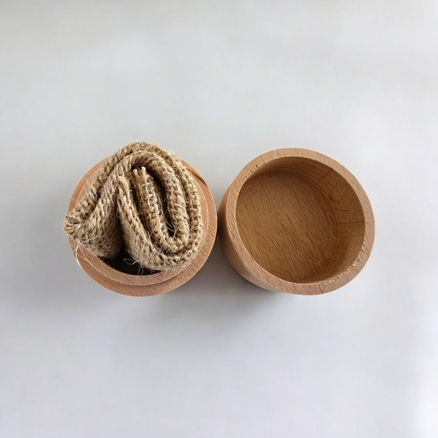 Wooden Pot with Hessian