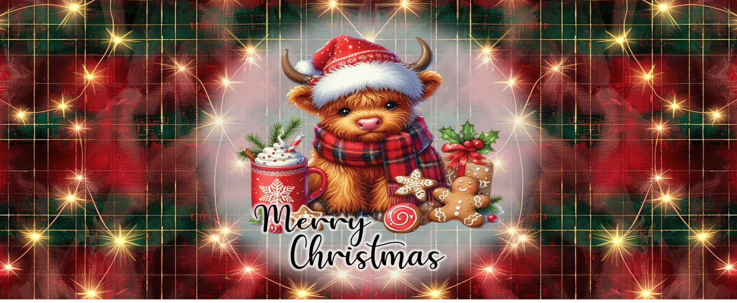 Highland Cow Christmas mug wrap sublimation print