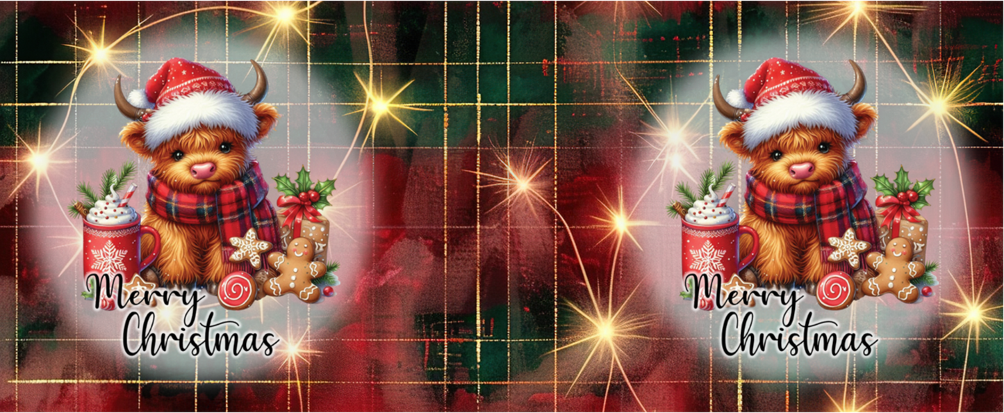 Highland Cow Christmas mug wrap sublimation print