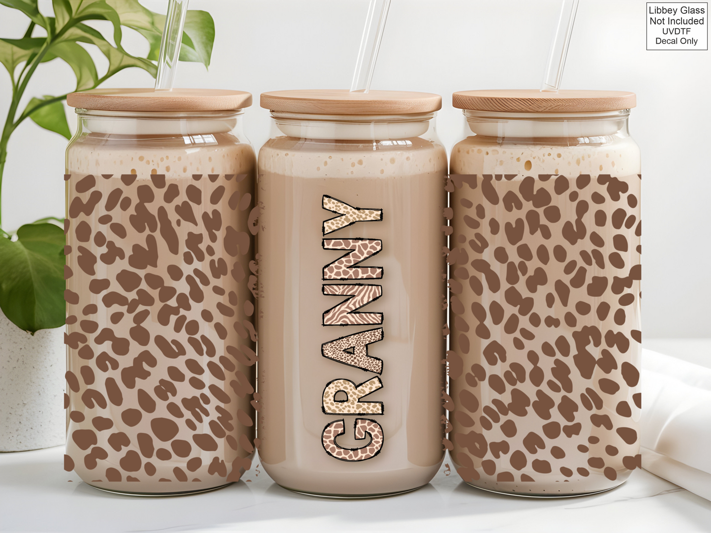 UVDTF 16oz Libbey Glass Wrap - Grandma/Granny/Mother Leopard Print