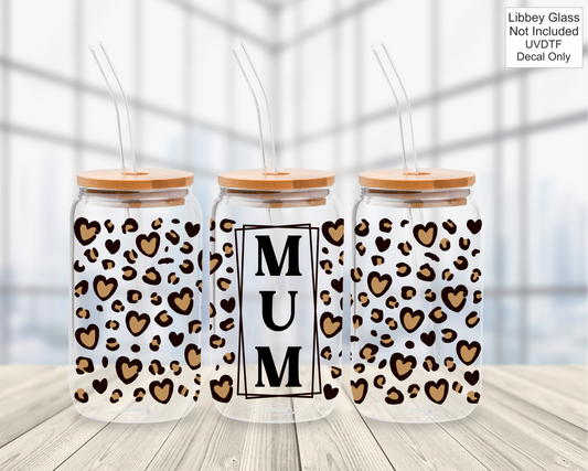 UVDTF 16oz Libbey Glass Wrap - Leopard Print Mum