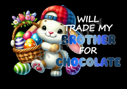 UVDTF Cute Bunny In Hat - I Will Trade My For Chocolate